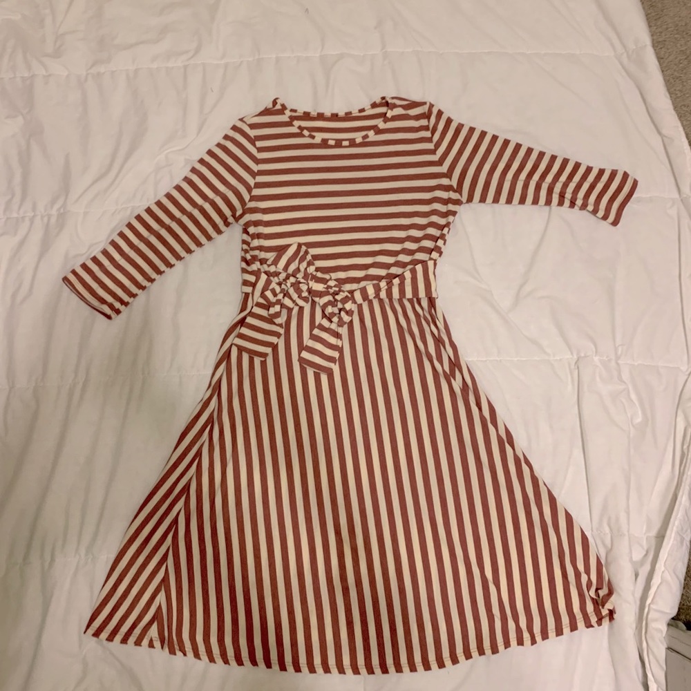 Striped long sleeve mini dress
